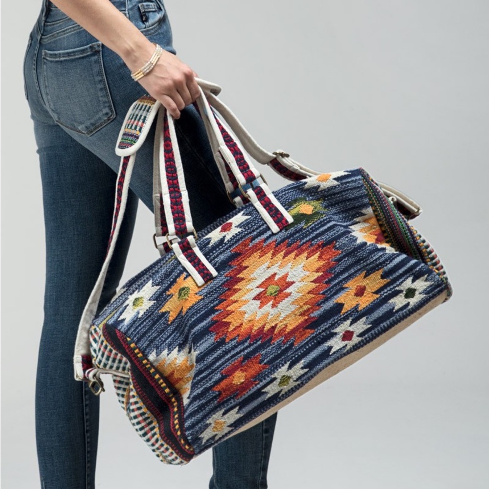 NWT! Ruggine Handmade Intricate Ethnic Duffel Travel Overnight Bag